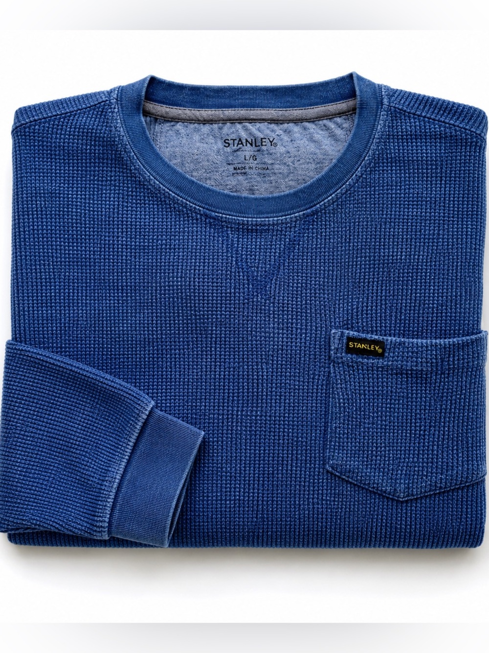 Stanley Blue Waffle Knit Thermal Shirt Size Large